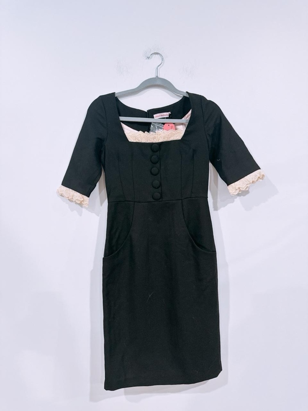 Square Neck French Maid Midi Dress